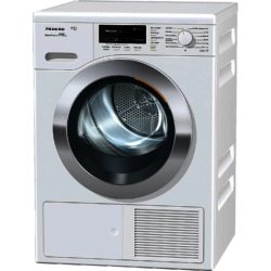 Miele TKR850WP 9kg Heat Pump Condenser Tumble Dryer in White with Chrome Door